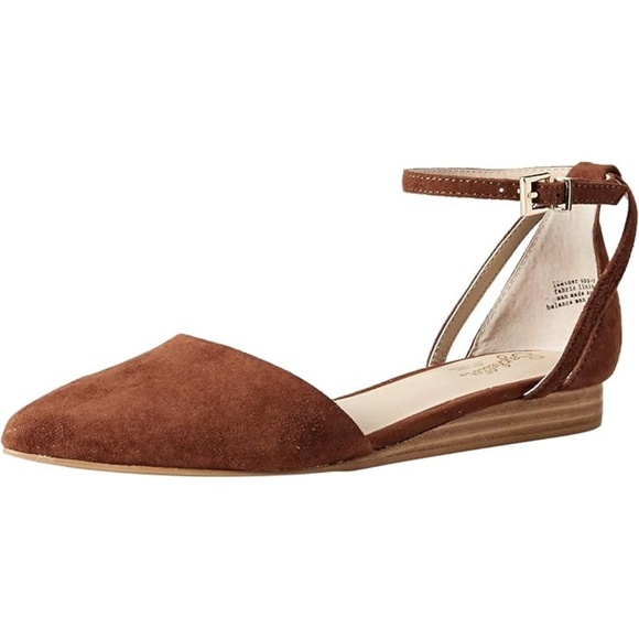 Seychelles Brown Suede Wedge Ankle Strap Sandal Size 6 - Picture 1 of 12